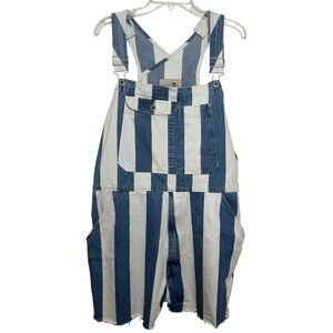 LEVI’S Silver Tab Striped Short Overalls Size XL Cotton Shortalls Cut Offs